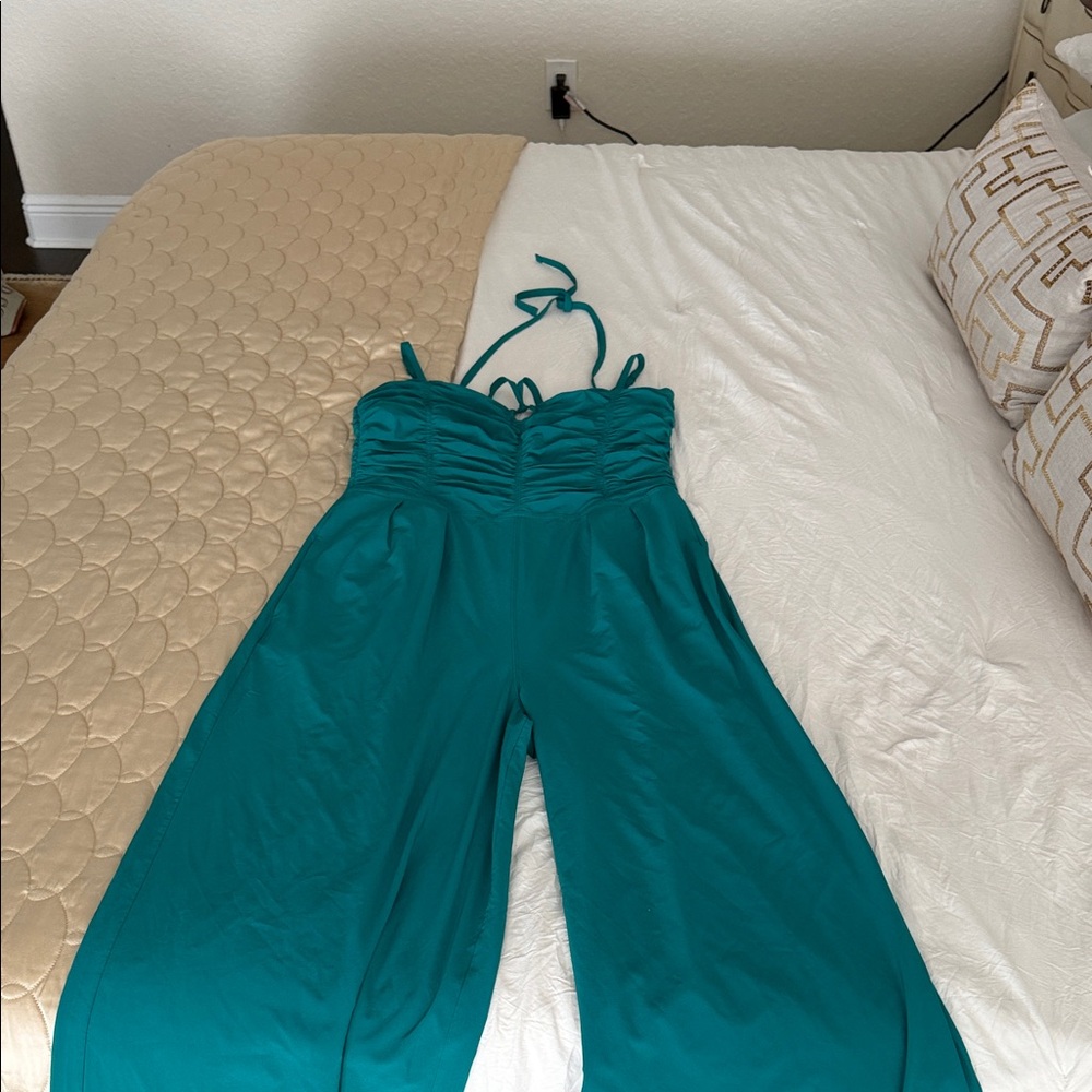 Athleta Teal Wide-Leg Jumpsuit